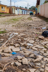 View of a cobbled street in Trinidad, Cuba.
