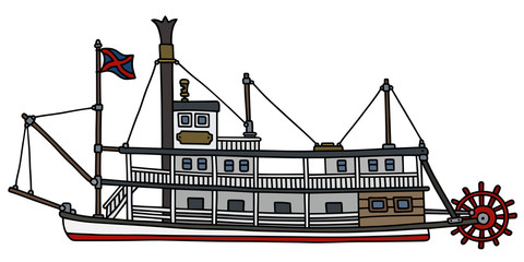 The classic steam paddle riverboat - obrazy, fototapety, plakaty