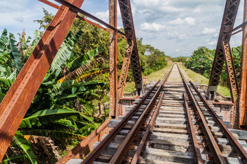 Railway bridge over Ay river in Valle de los Ingenios valley near Trinidad, Cuba