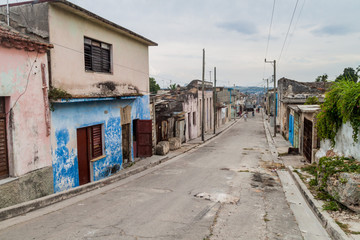 Fototapeta na wymiar MATANZAS, CUBA - FEB 16, 2016: Street life in the center of Matanzas, Cuba