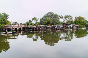 Fototapeta na wymiar Small boats at Yumuri river in Matanzas, Cuba