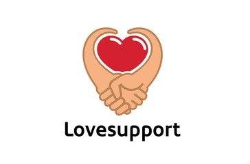 Creative Abstract Handskae Heart Inside Logo Symbol Design Illustration