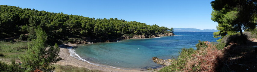 Panoramic picture of the bay in Chalkidiki Greece