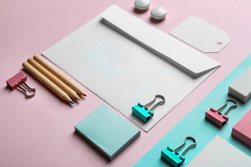 Blank items as mockups for branding on color background