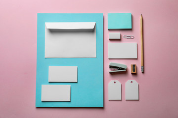Blank items as mockups for branding on color background