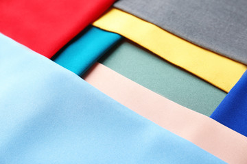 Fototapeta na wymiar Colorful fabric samples, closeup