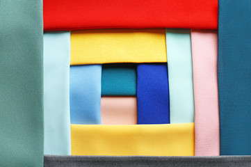Fototapeta na wymiar Colorful fabric samples as background