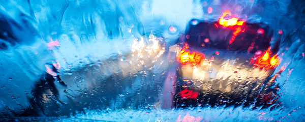 heavy rain during rush hour