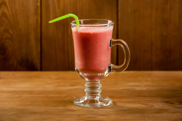 strawberry coctail on wooden table