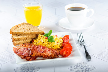scrambled eggs and bacon