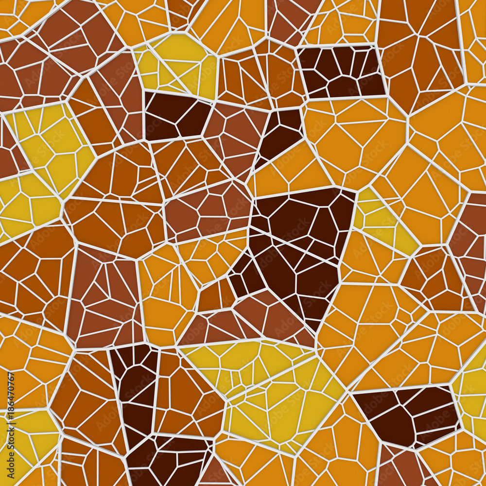 Poster Abstract geometrical concept voronoi low poly tesselated pattern. 3d rendering