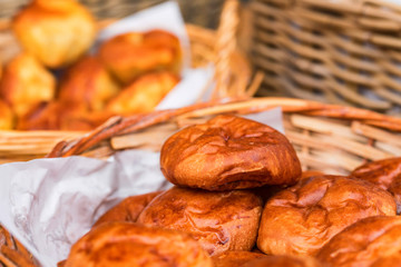 Russian pirozhki or stuffed puff pastry