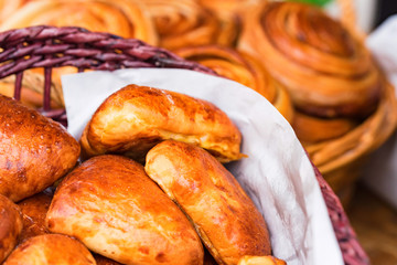 Russian pirozhki or stuffed puff pastry