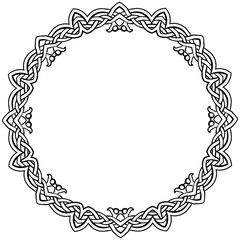 Vector illustration of Celtic knot round circle frame black and white