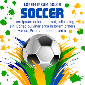 Soccer ball poster for football sport tournament