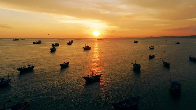 Mui Ne Vietnam Fisshing village boat sunset coast waterfront ship
