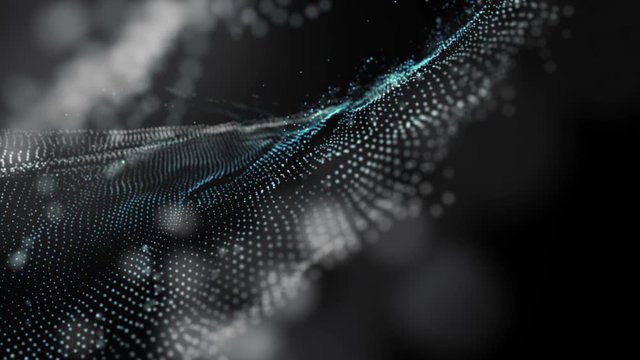 Futuristic animation with glowing particle object in slow motion, 4096x2304 loop 4K