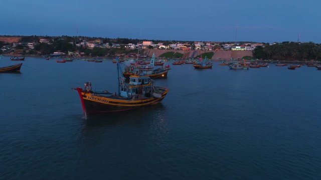 Mui Ne Vietnam Fisshing village boat sunset coast waterfront ship