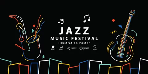 Rugzak Jazz music festival banner poster illustration vector. Background concept. © paladjai