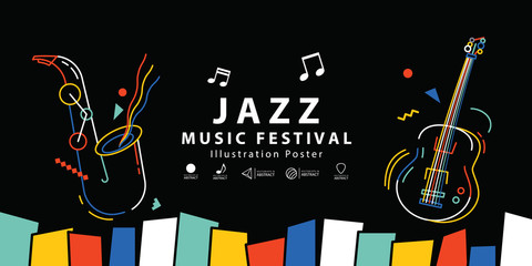Fototapeta premium Jazz music festival banner poster illustration vector. Background concept.