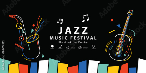 Jazz Music Festival Banner Poster Illustration Vector Background