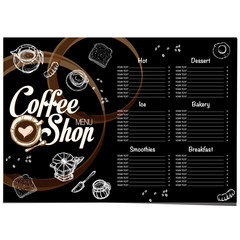 menu coffee shop cafe restaurant template design hand drawing graphic