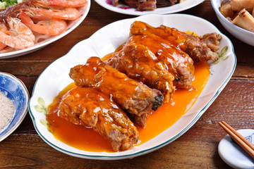 Chinese food -Pork ribs with orange sauce