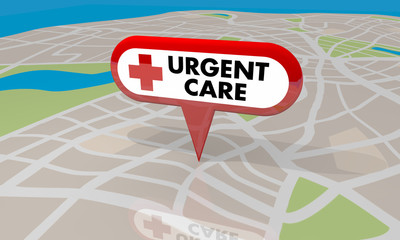 Urgent Care Map Pin Location Sign Emergency Medial Center 3d Illustration