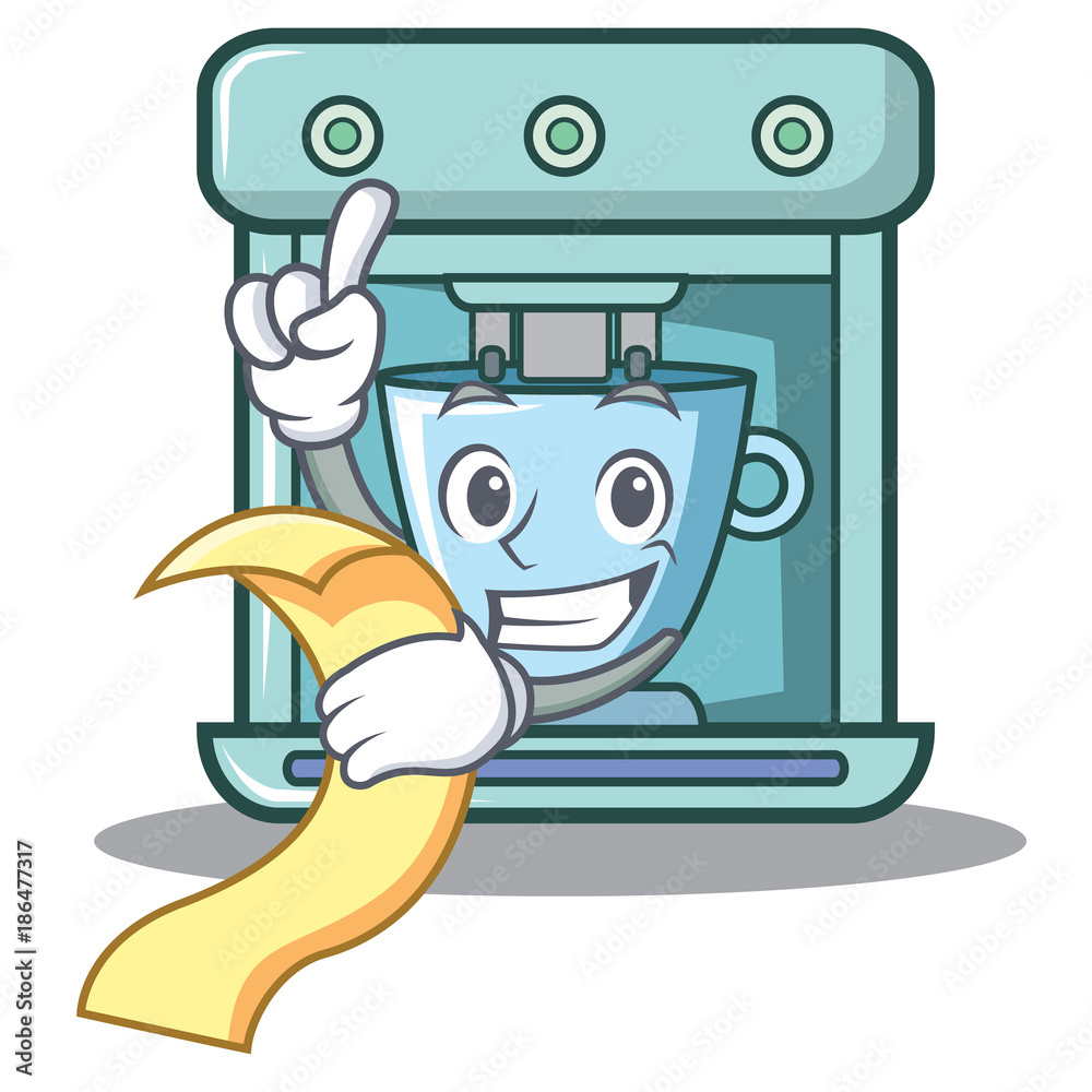 Poster With menu coffee maker character cartoon