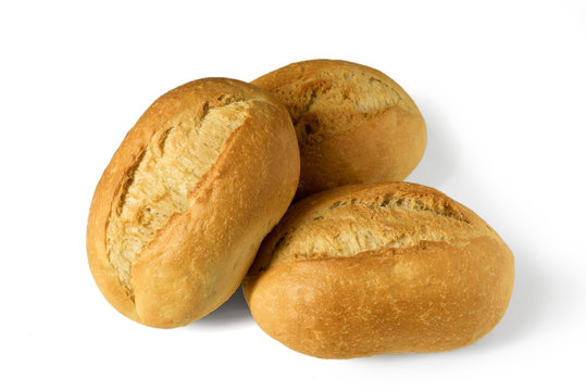 Small bread rolls, br&ouml;tchen - breakfast rolls - traditional german rolls - isolated on white