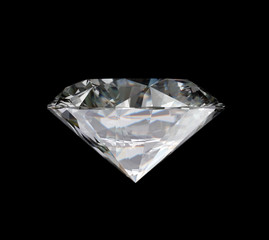 Realistic diamond isolated on black background, 3d illustration.