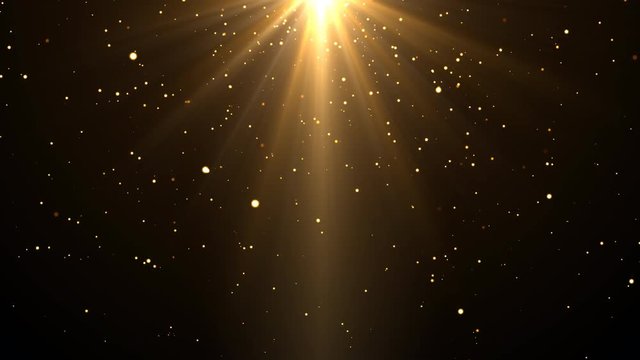 gold light rays and stars. computer generated abstract motion background. 4k
