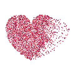 Glitter Pink heart on a white background.
