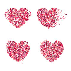 Glitter Pink heart on a white background.