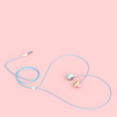 earphones pink color heart shape