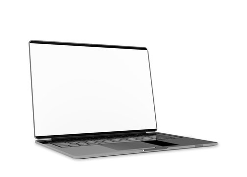 Laptop metallic color with blank screen isolated