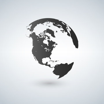 Earth globe icon on light background. Vector illustration.