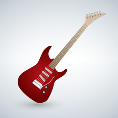 Fototapeta na wymiar Red Electric Guitar isolated on white background