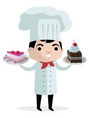 cute cheff with dessert