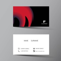 Black and white business card template design. With inspiration from the abstract. Contact card for company. Two sided on the gray background. Vector illustration. 