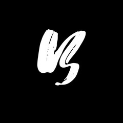 Letter B. Handwritten by dry brush. Rough strokes font. Vector illustration. Grunge style elegant alphabet.