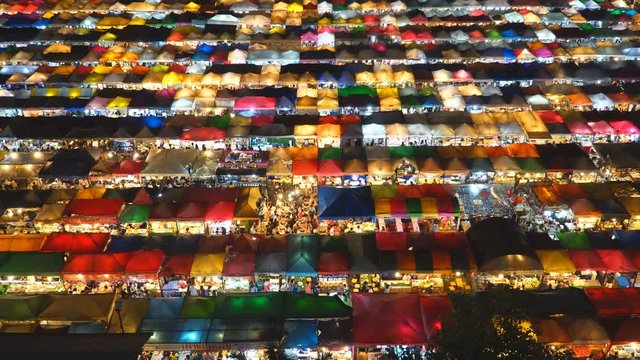 The beautiful landscape of Train Night Market Ratchada, Bangkok, Thailand