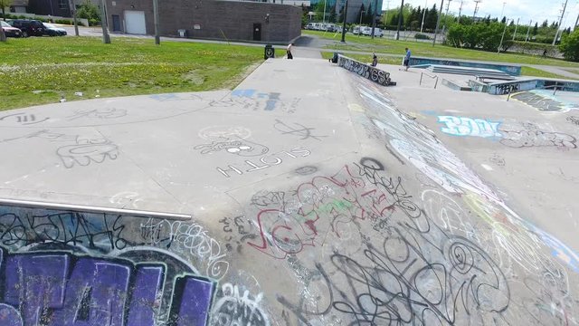 bmx no foot can can trick close up drone 4k