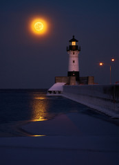 Super Moon Seen at Canal Park, Duluth, MN, January 1st, 2018
