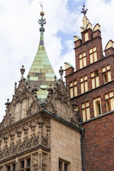 Gothic Wroclaw Town Hall on market square, Wroclaw, Poland