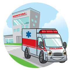 cartoon ambulance car illustration © bazzier