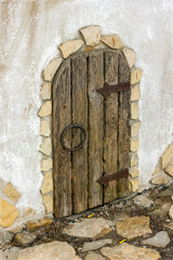 Wooden door in retro style