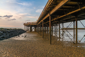 North Sea coast with the beach and the pier in Herne Bay, Kent, England, UK