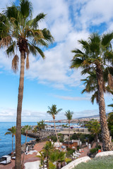 Fototapeta na wymiar Atlantic ocean coast in Costa Adeje city on Tenerife island.
