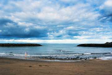 Atlantic ocean coast in Costa Adeje city on Tenerife island.